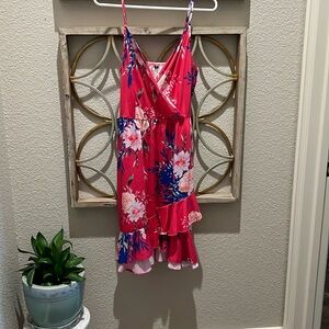 Pink floral spaghetti strap dress